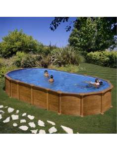 Piscina elevada ovalada 730x375x132cms chapa marrón. Gre PROV7388WO  - 1 