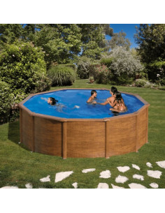 Piscina elevada redonda Ø460x120cm chapa imitación madera. Gre KIT460W - 1 