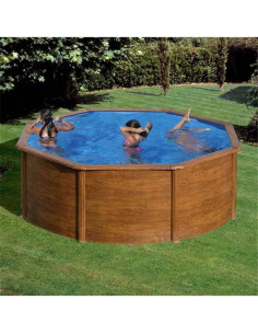 Piscina elevada redonda chapa imitación madera Ø350x120cm Gre KITPR353W  - 1 