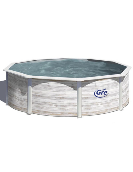 Piscina elevada redonda blanca Ø550X132cms. Gre Groenlandia KITPR558N  - 6 