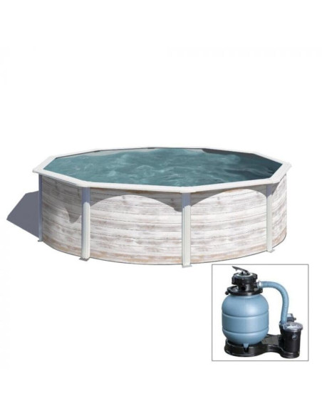 Piscina elevada redonda blanca Ø550X132cms. Gre Groenlandia KITPR558N  - 8 