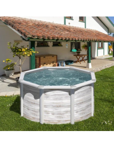 Piscina elevada redonda Ø300X120cms chapa blanca Gre Finlandia KIT300N - 1 