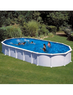 Piscina elevada ovalada chapa blanca 1000X550X132cms. Gre KITPROV10288  - 1 