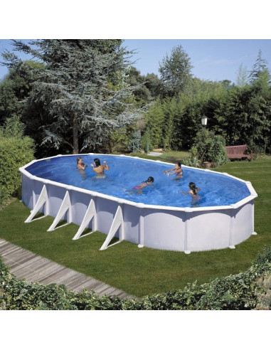 Piscina elevada ovalada chapa blanca 1000X550X132cms. Gre KITPROV1028  - 1 