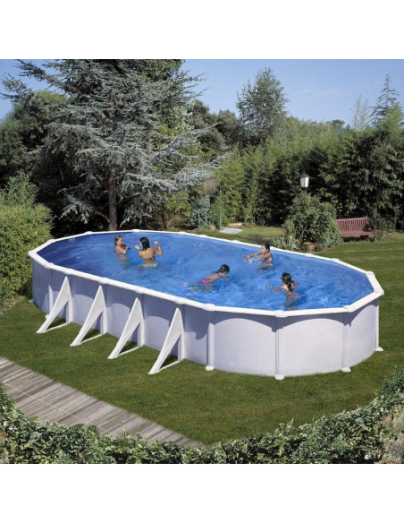 Piscina elevada ovalada chapa blanca 1000X550X132cms. Gre KITPROV1028  - 1 