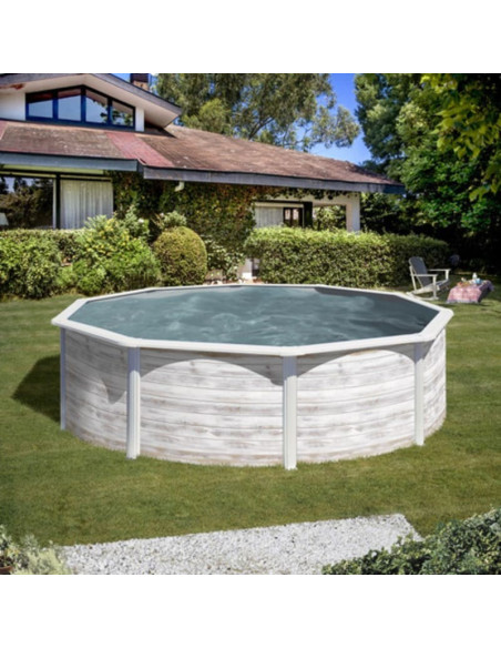 Piscina elevada redonda blanca Ø550X132cms. Gre Groenlandia KITPR558N  - 10 