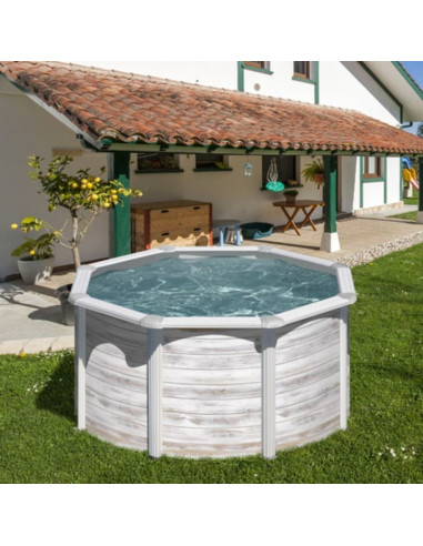 Piscina elevada redonda blanca Ø550X132cms. Gre Groenlandia KITPR558N  - 27 