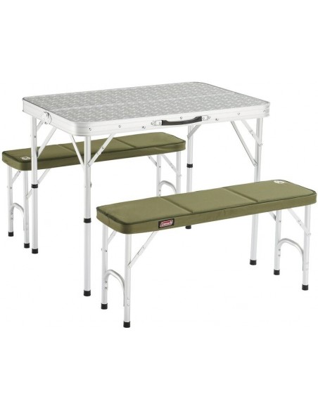 Mesa de camping 4 personas portátil con 2 bancos. Coleman 205584  - 1 